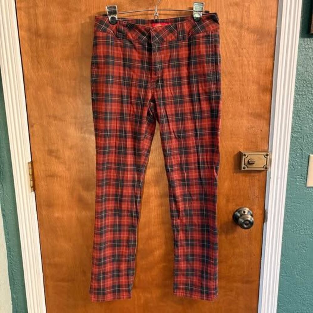 2/$50 Dickies - Red Plaid Women's Pants - Classic Tartan Trousers